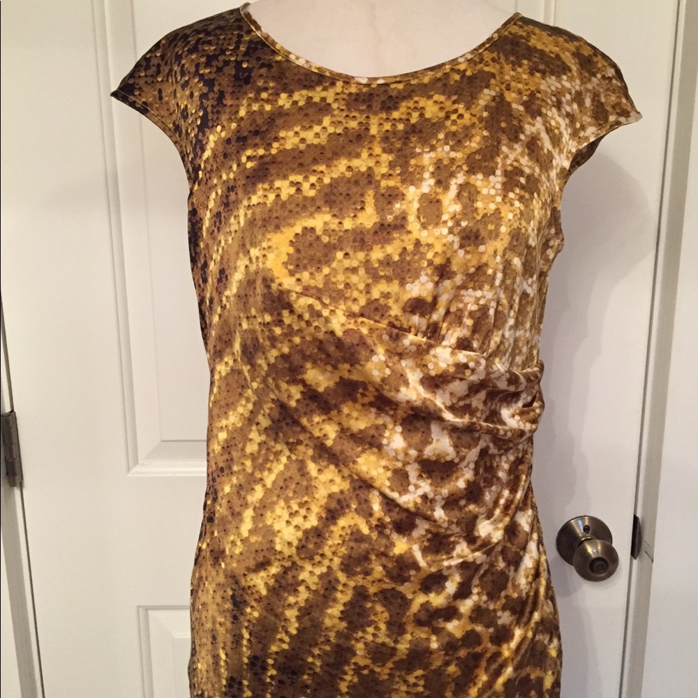 ETCETERA BLOUSE TOP SLEEVELESS STRETCH GOLD PRINT Size 4